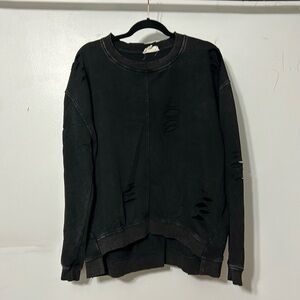 Syd & Stone Black distressed crew neck sweatshirt size Medium